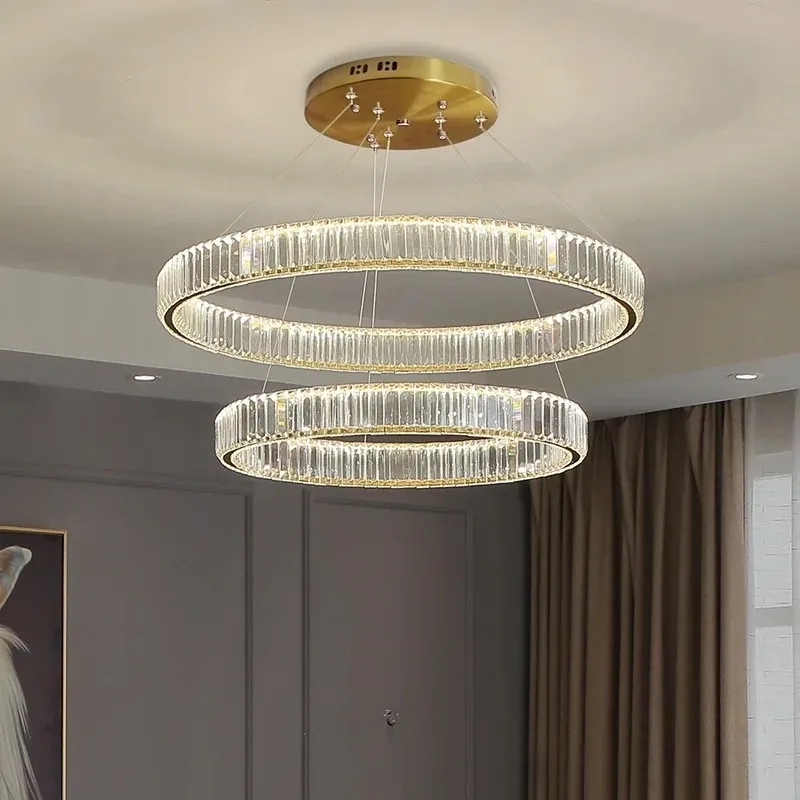 2 layered crystal chandelier